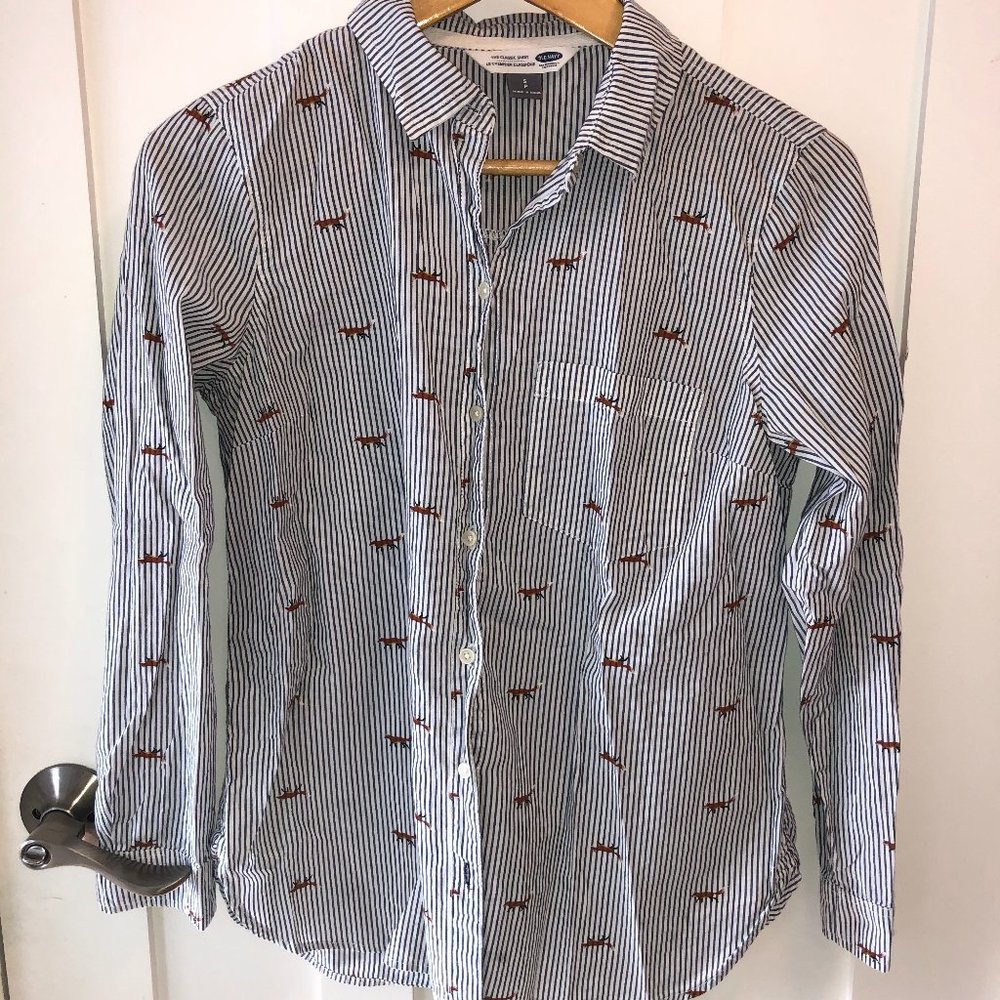 Fox print women's button-down